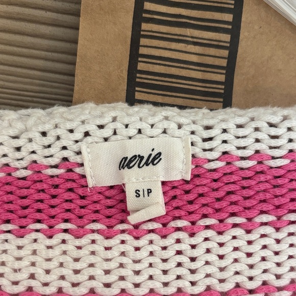 Pink and White Striped Women's Sweater - Picture 3 of 3